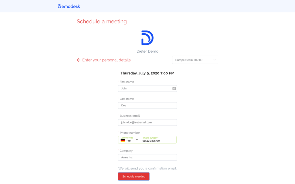 demodesk business development software screenshot